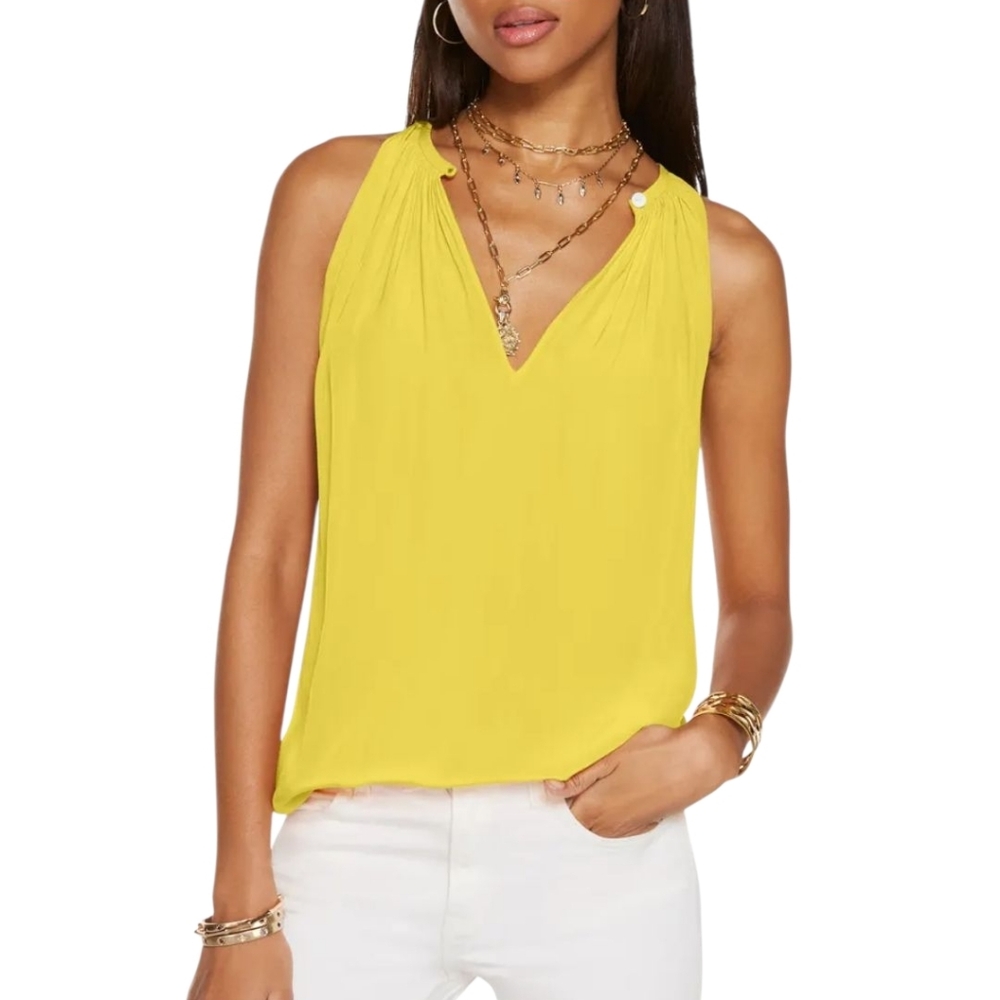 RAMY BROOK Lemon Yellow PIPER Sleeveless Keyhole Top Shirt Blouse XS